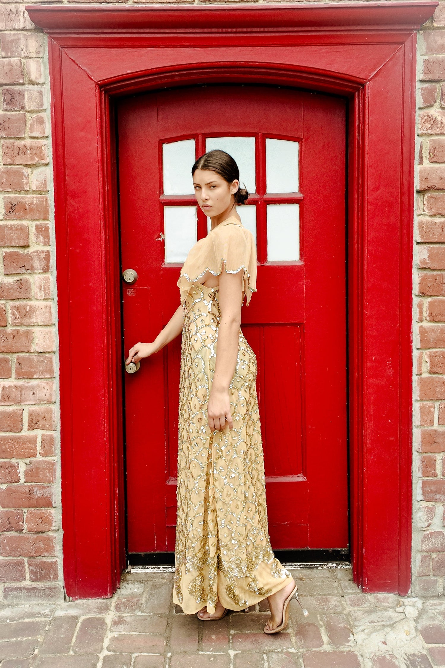 elegant yellow dress Zapaka Women Retro Yellow 1950s Dress Elegant V Neck Vintage Dress, Yellow / L