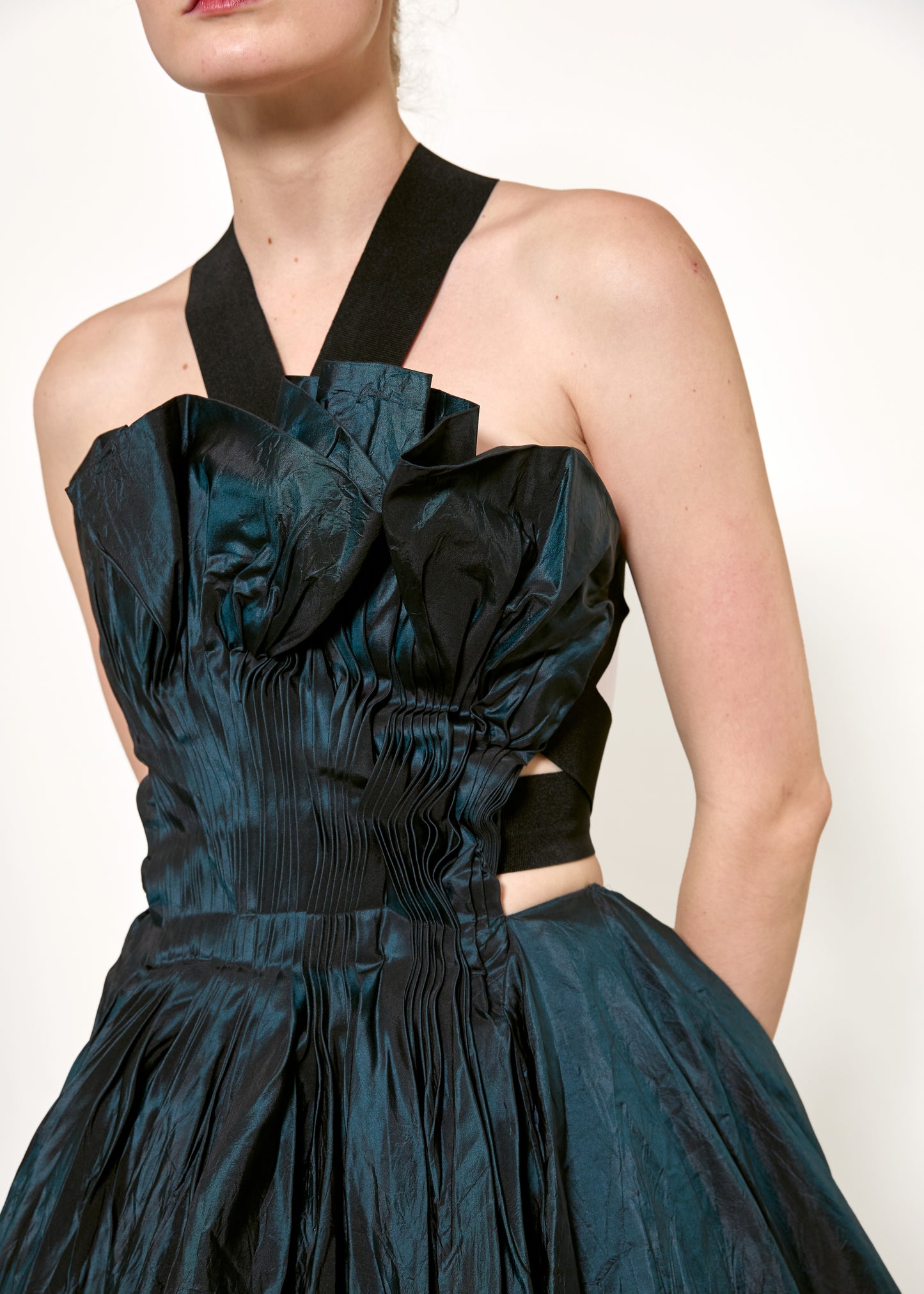 Donna Karan 2000’s Iridescent Blue Taffeta Gown