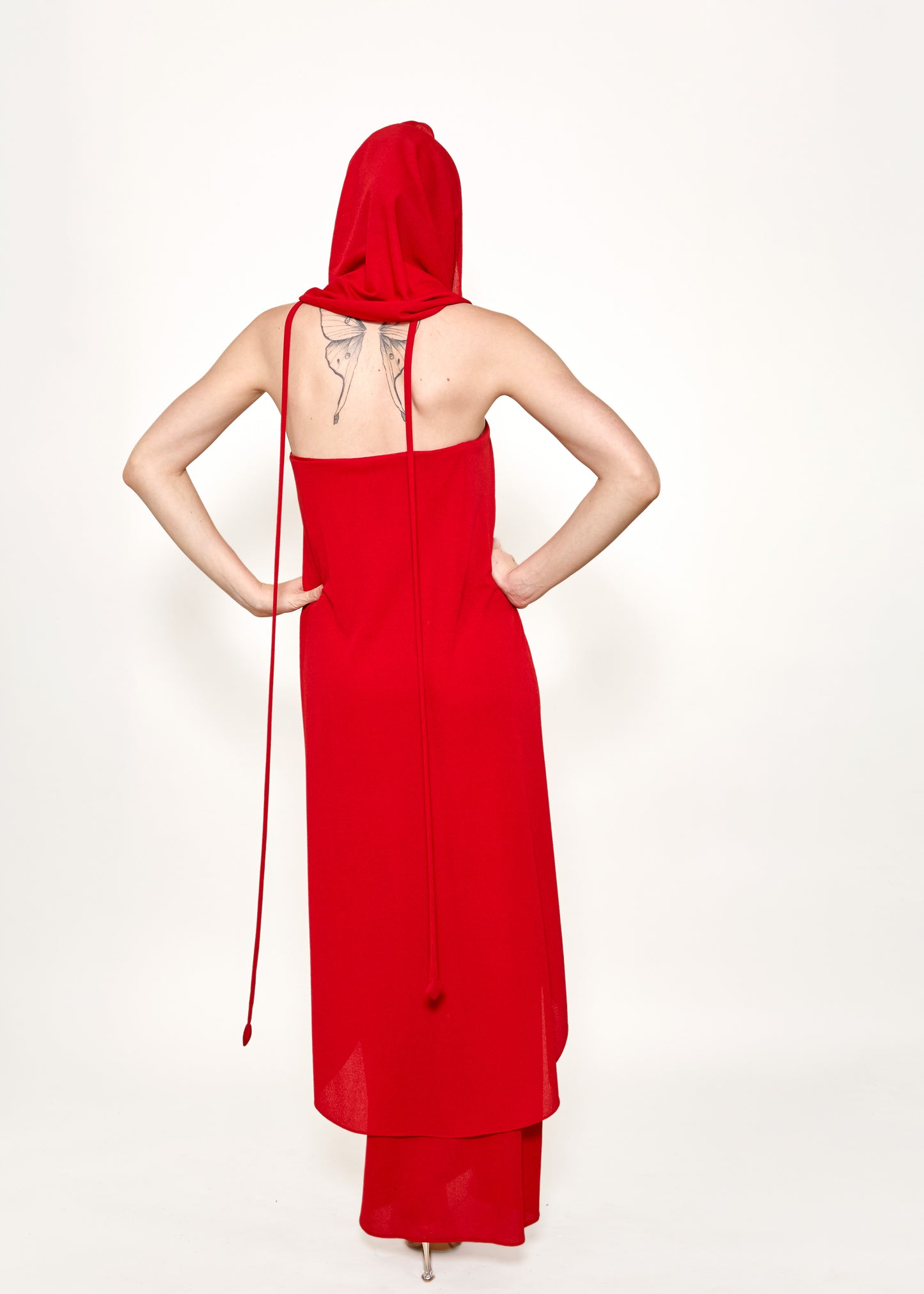 Bill Blass Red Hooded Dress