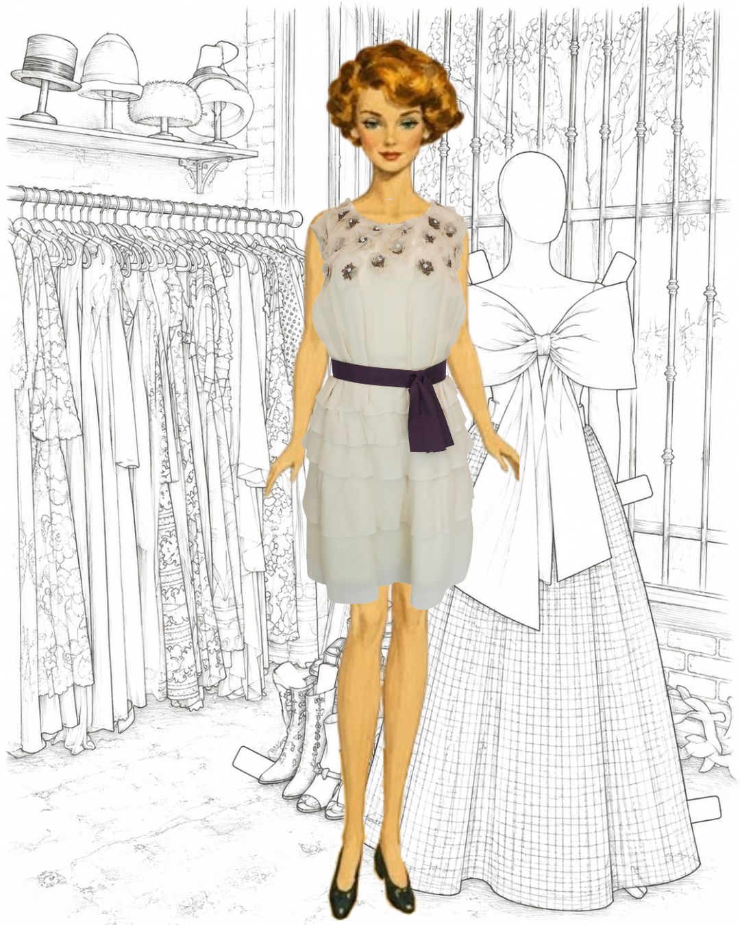 Chloe 2006 Silk Ruffled Dress with Floral Ornamentation