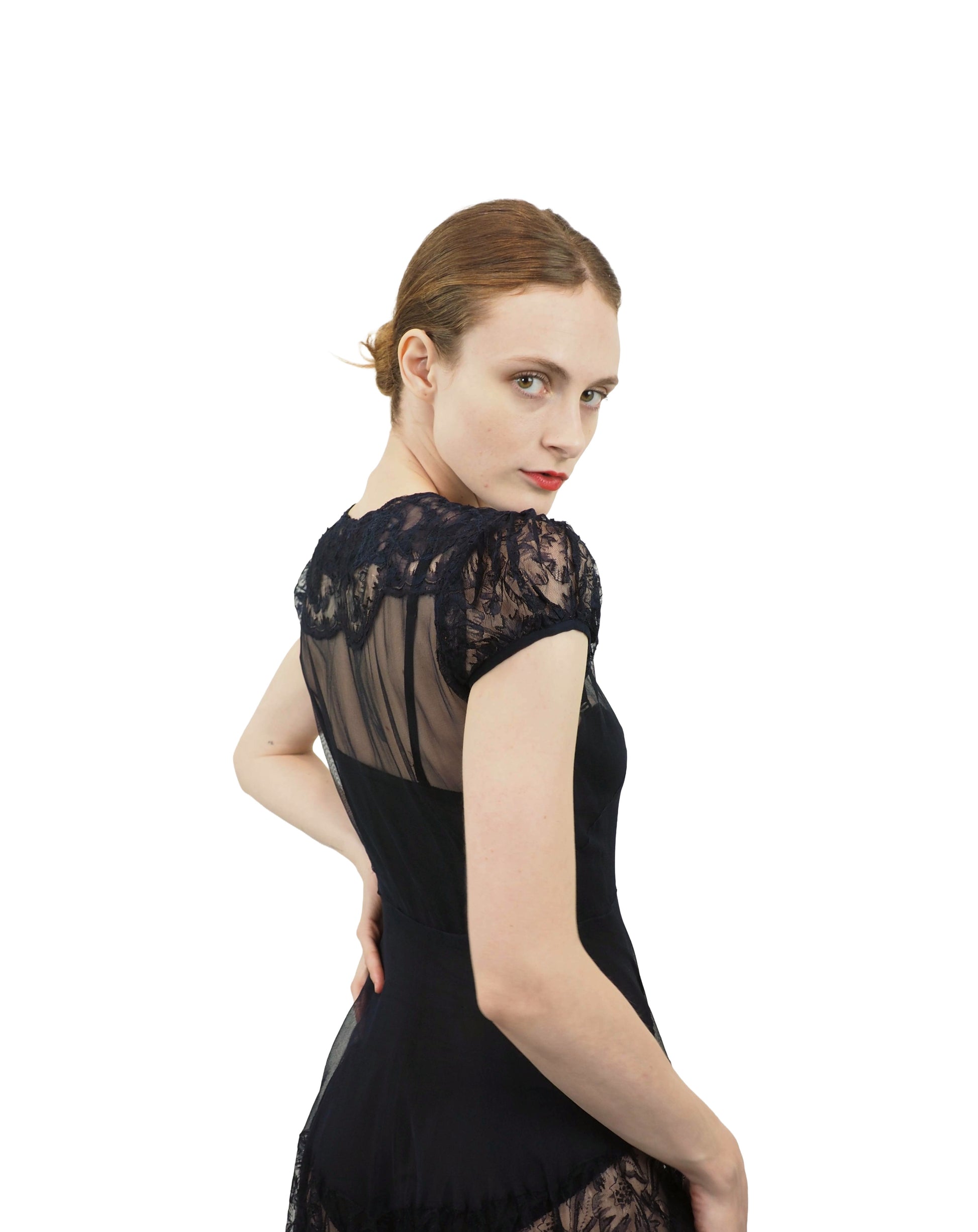 1930's chiffon lace dress