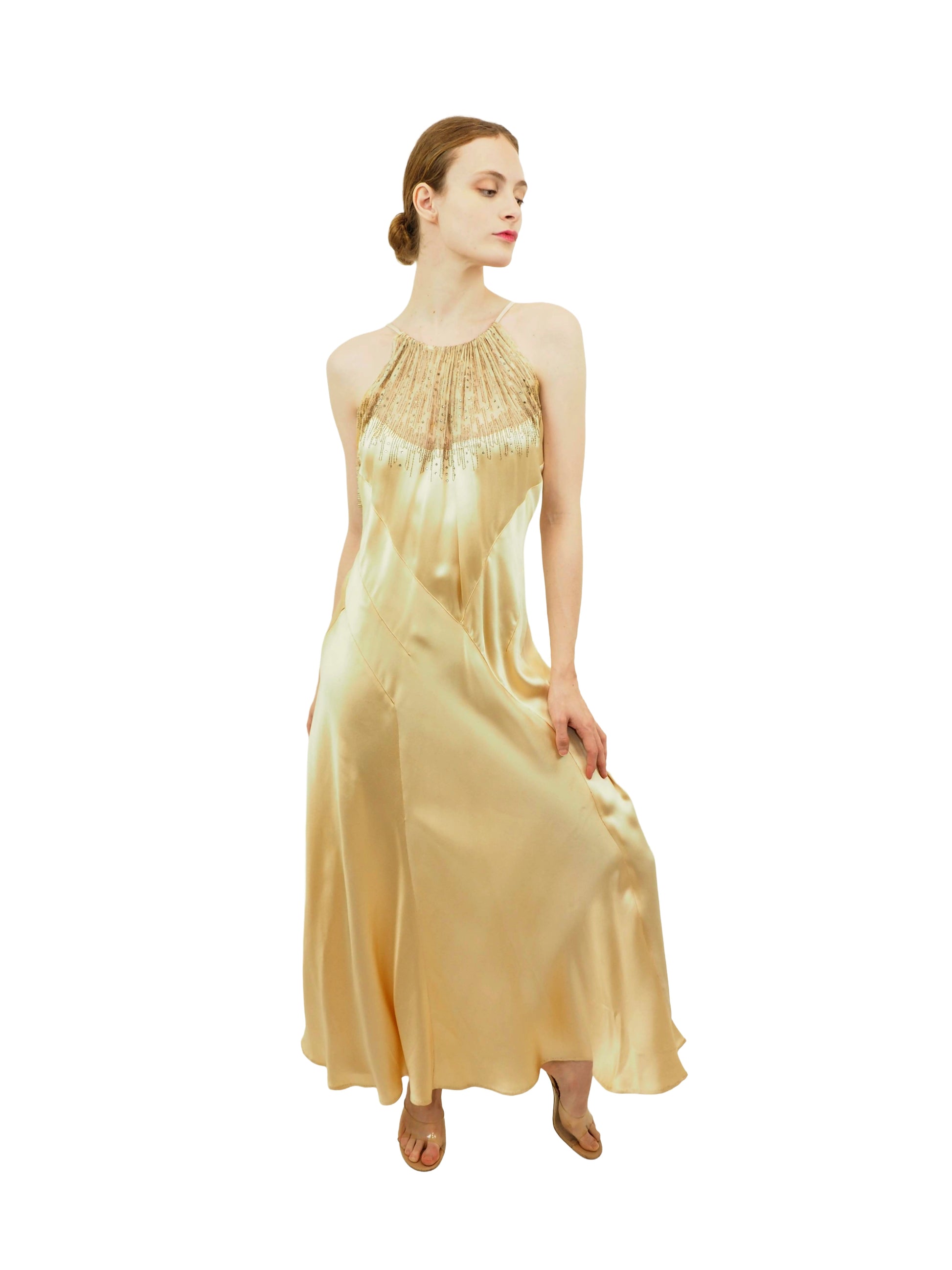 1940's Champagne Silk Dress