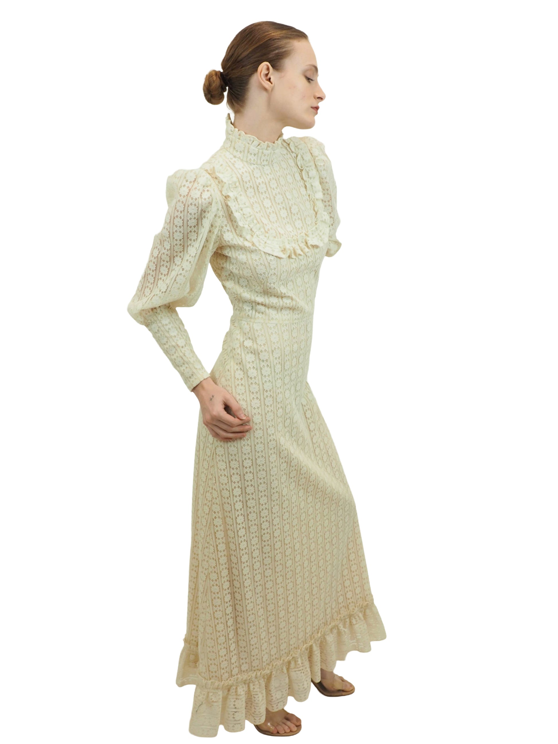 1970's Victorian Style Lace L/S Dress