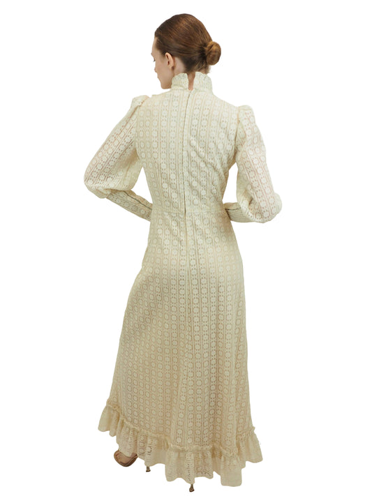 1970s Victorian Style Lace Dress