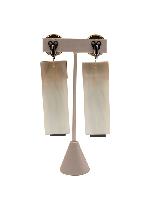 1980's Deco Style Rectangle Clip Earrings