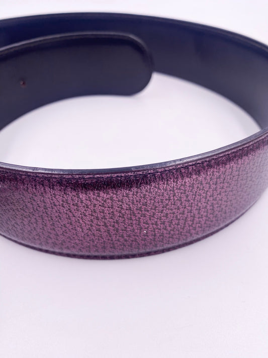 Gucci Tom Ford 2004 Purple Metallic Belt with Enamel Rhinestone and Pearl Dragon Buckle