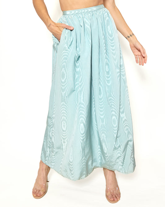 Vintage 1950's Sloat New York Sky Blue Maxi Silk Circle Skirt front view