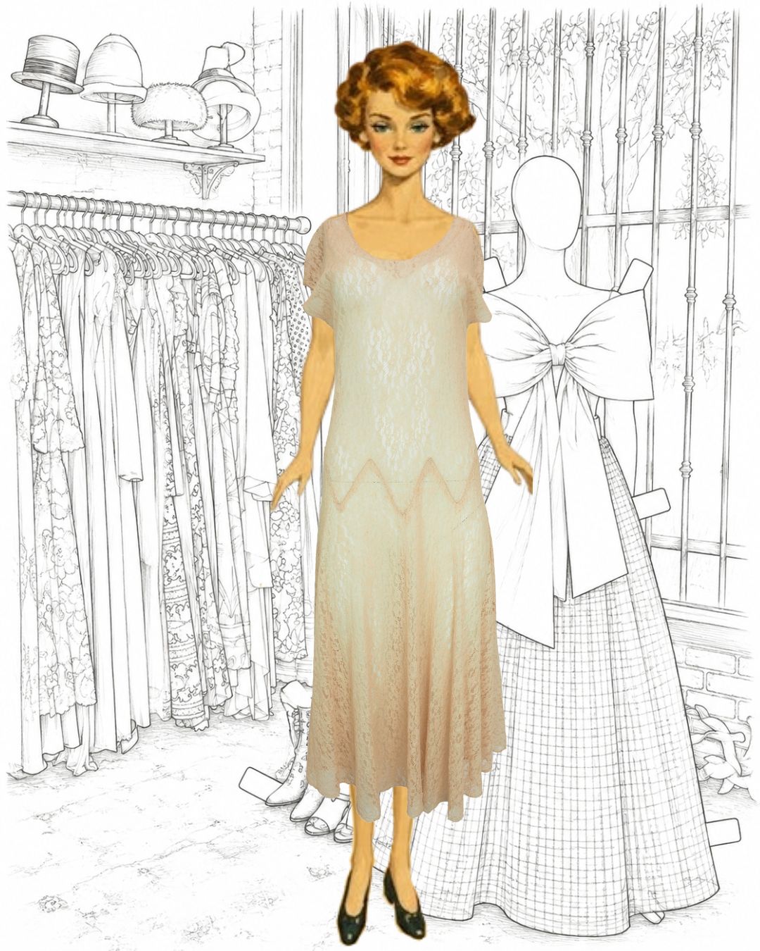1920's Drop Waist Lace Dress