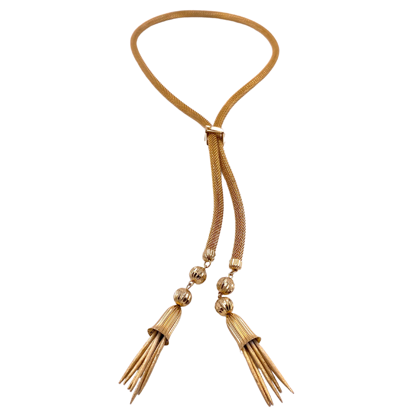 Gold Tassel Lariat Necklace