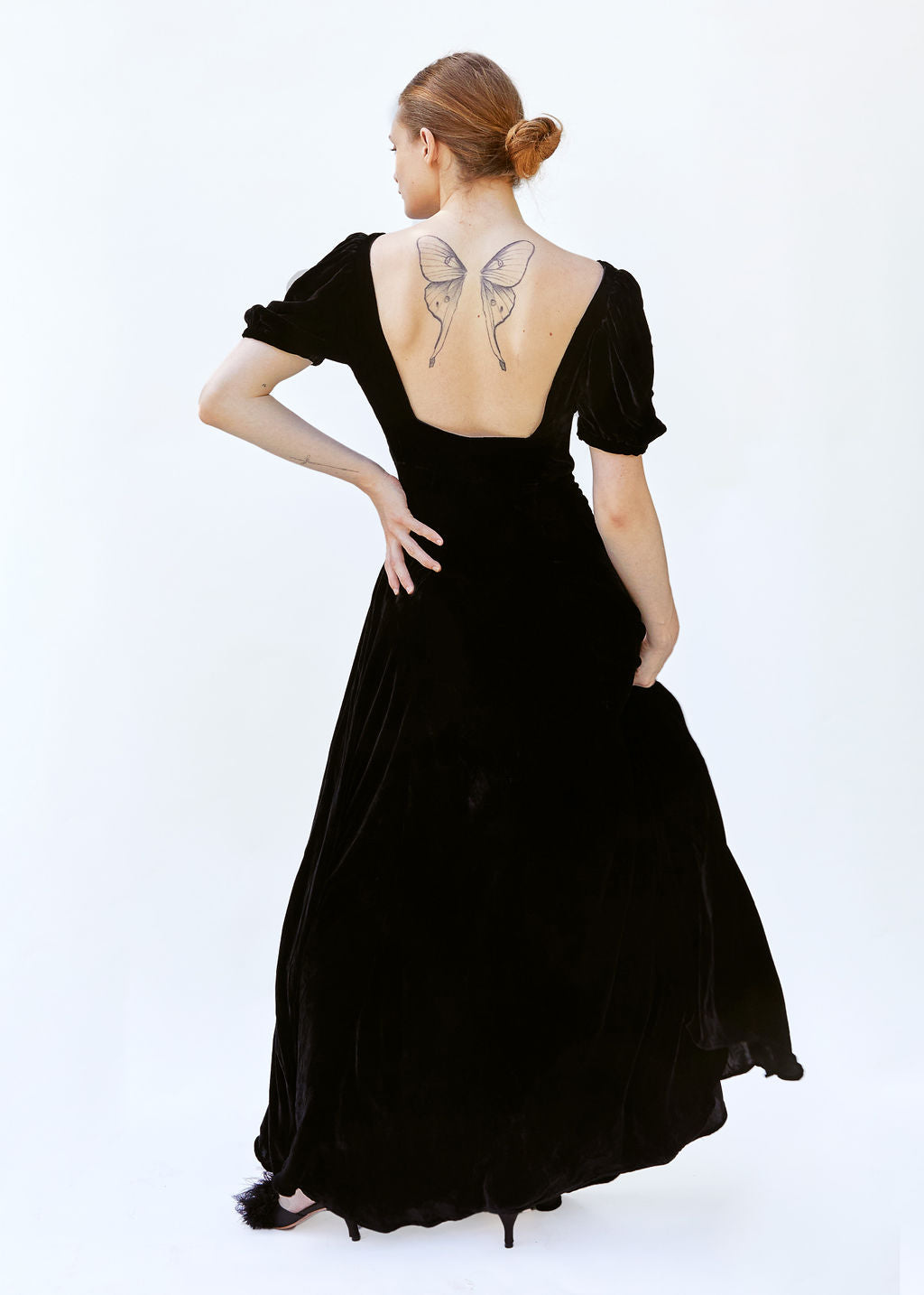 1930's Vintage Black Velvet Gown