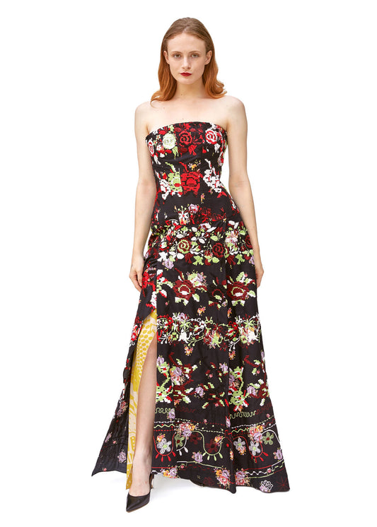 Christian Lacroix Corseted Embroiderd Strapless Gown with Cape