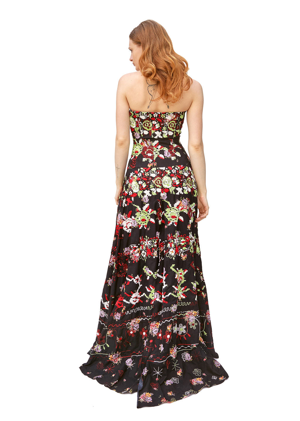 Christian Lacroix Corseted Embroiderd Strapless Gown with Cape