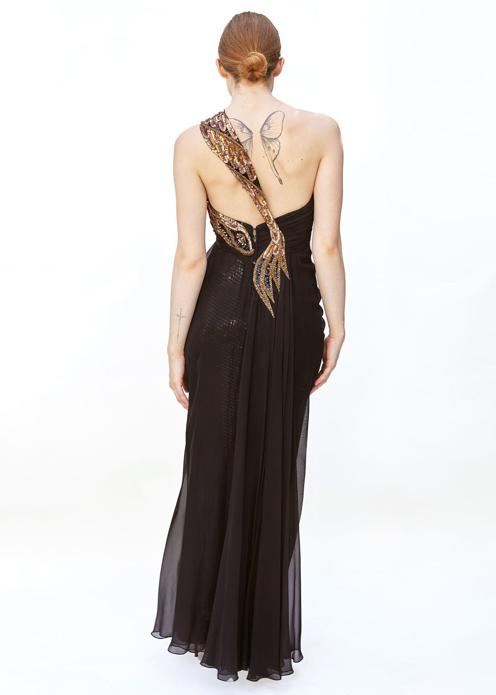 Bob Mackie 1980s One Shoulder Beaded Gown With Sequin Lining