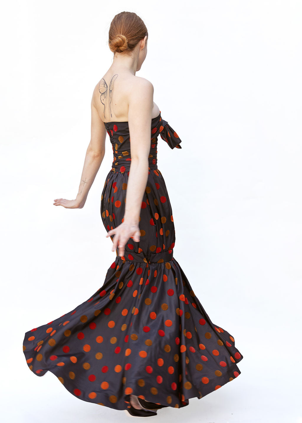 Nina Ricci 1980's Polka Dot Taffeta Strapless Dress