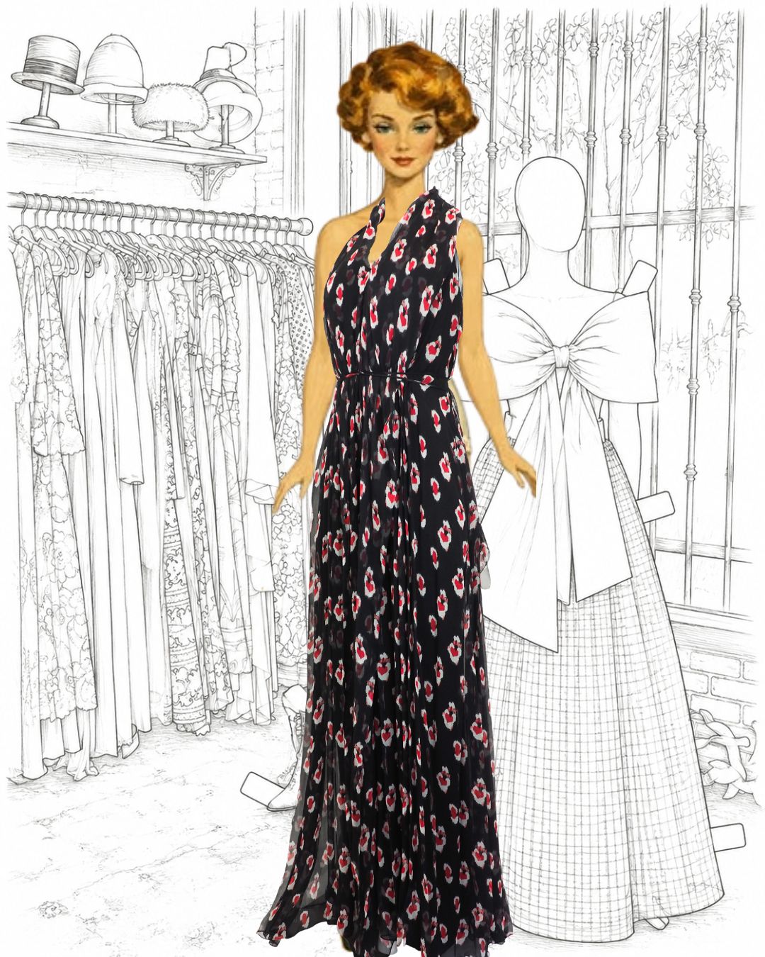 Carolina Herrera Chiffon Printed Halter Dress
