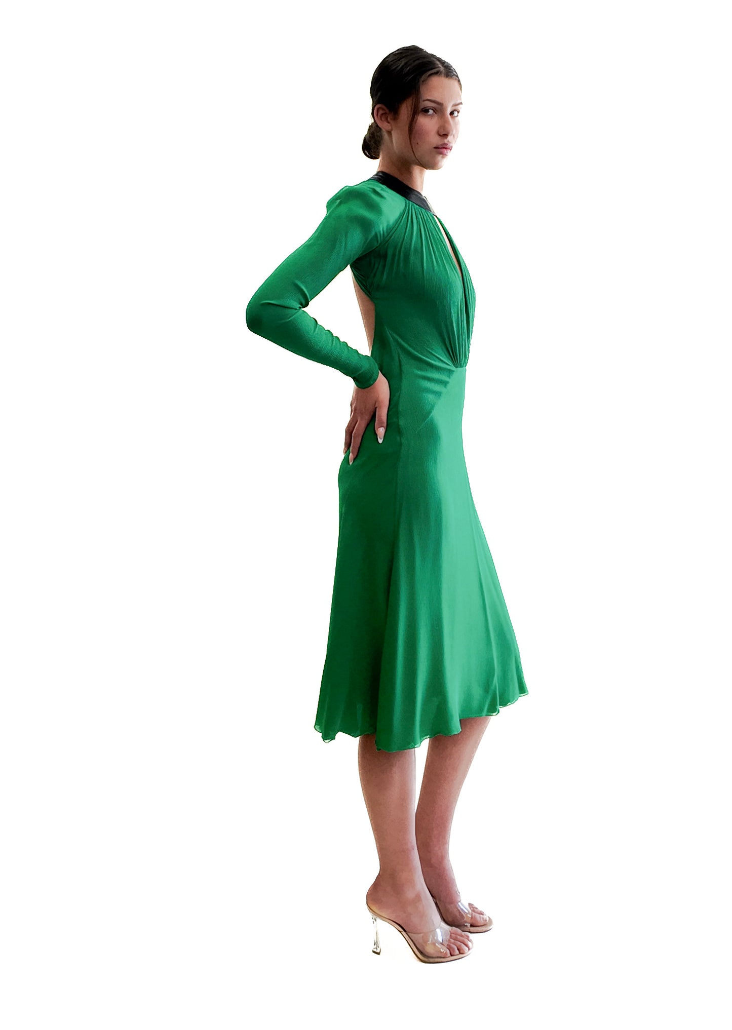 Versace Emerald Green Fall 2001 Open Back Gown - The Kit Vintage
