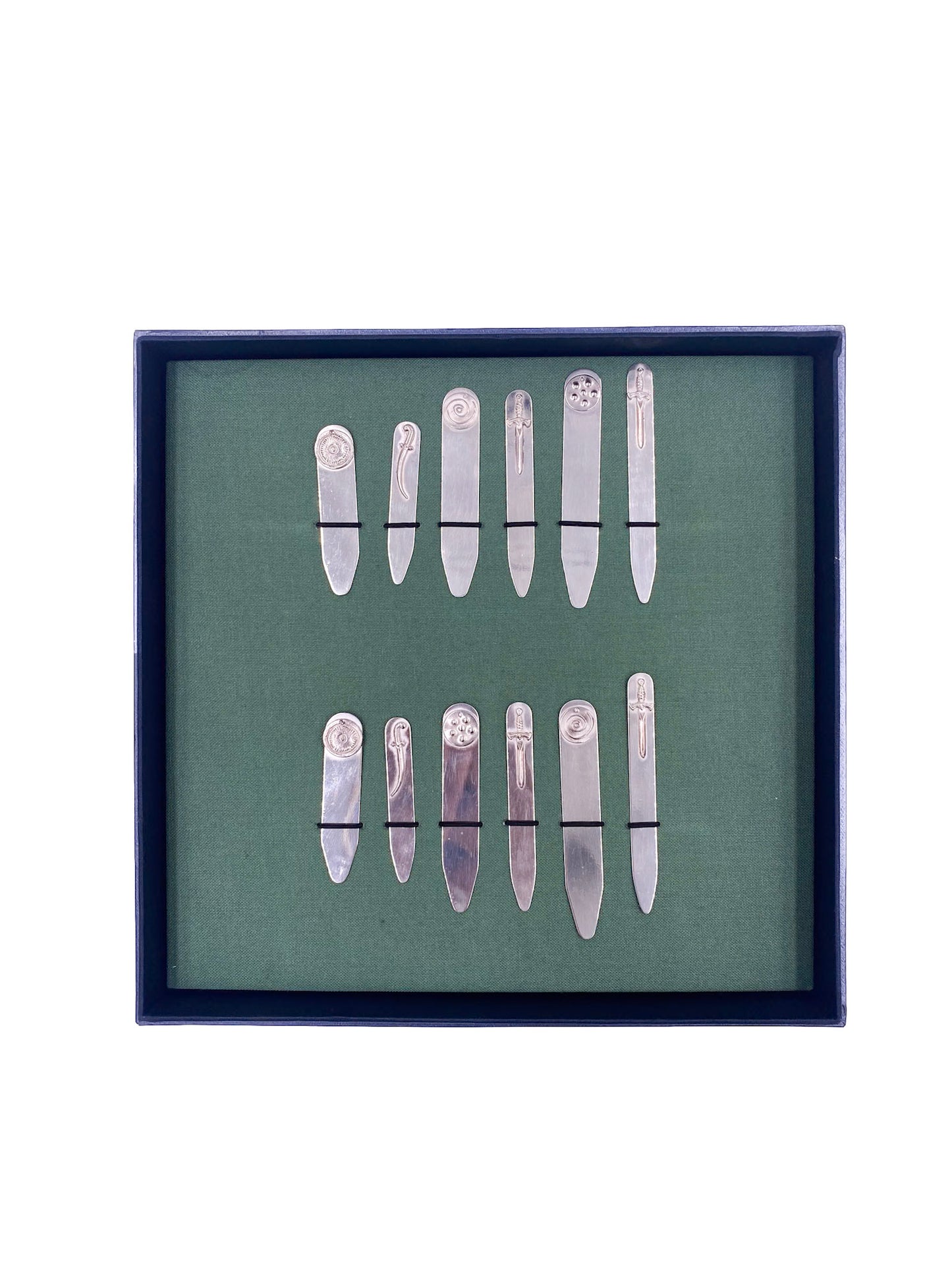 Vintage Vicente Gracia Diseño de Joyas Silver Collar Stays Gift Set