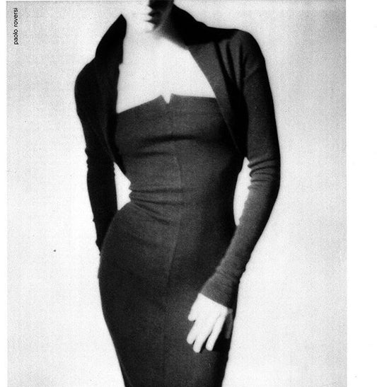 Romeo Gigli S/S 1987 Black Dress W Mesh Turtleneck Top Set