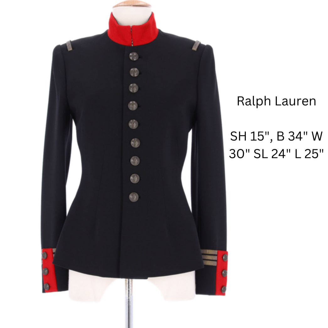 Ralph Lauren Black, red , antique gold wool military jacket