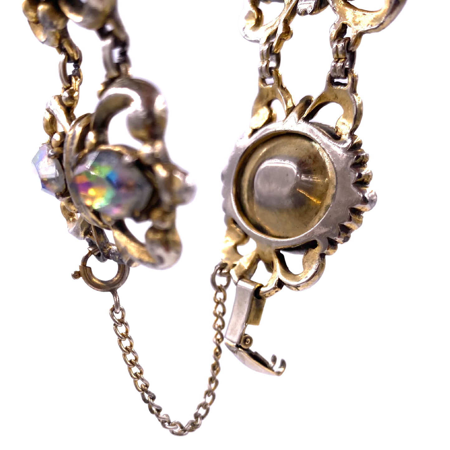 Schiaparelli Silver Bracelet with Gripoix Pastel Cabachon Stones