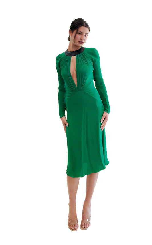 Versace Emerald Green Fall 2001 Open Back Gown - The Kit Vintage