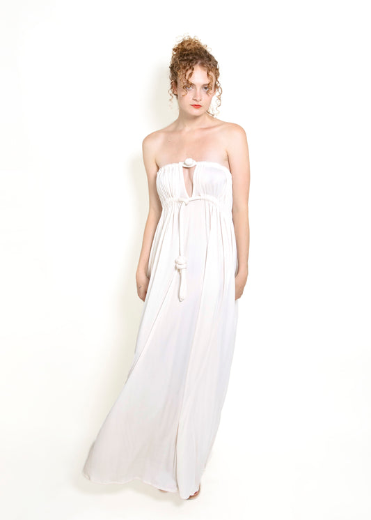 Geoffrey Beene White Grecian Style Strapless Dress