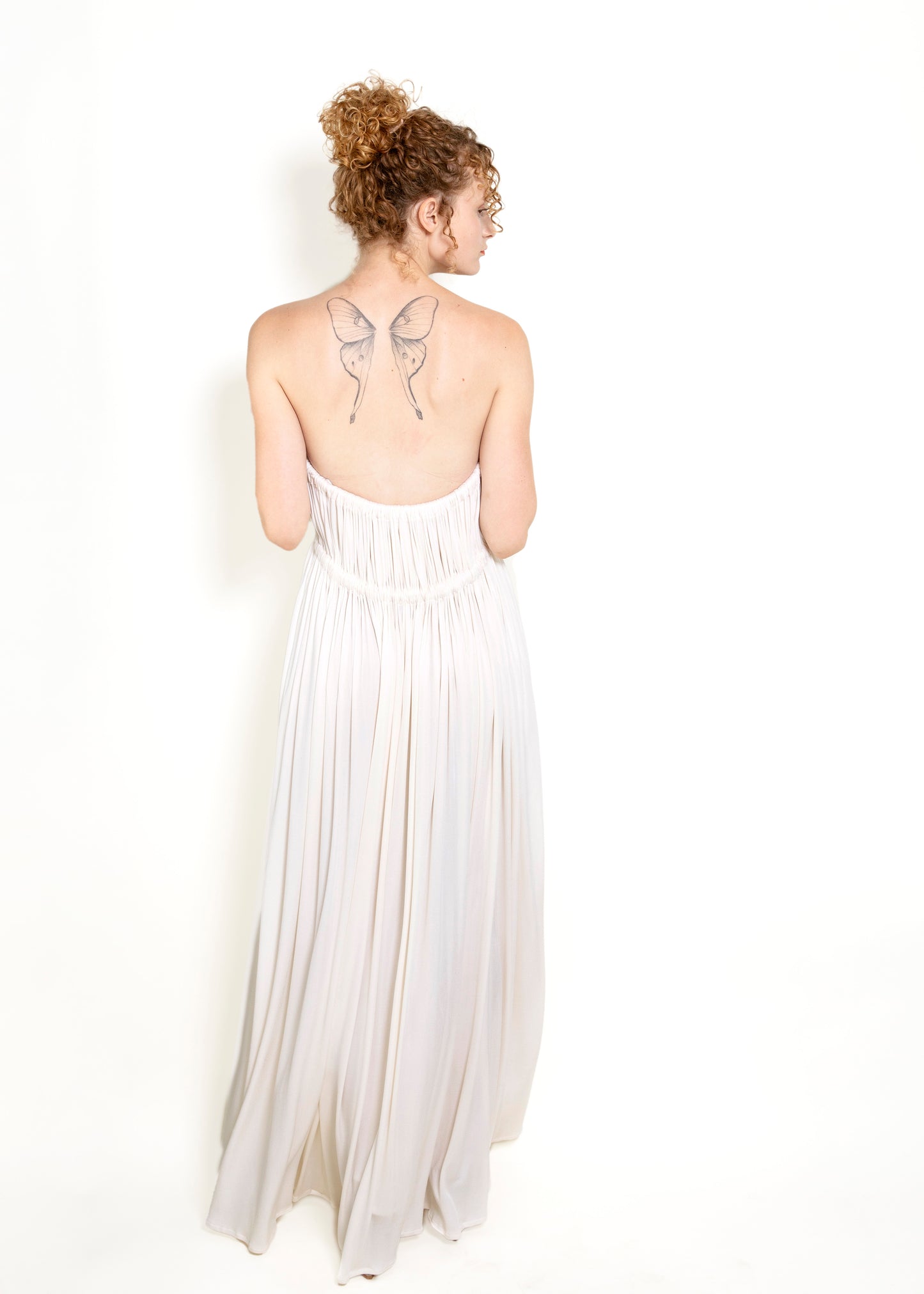Geoffrey Beene White Grecian Style Strapless Dress