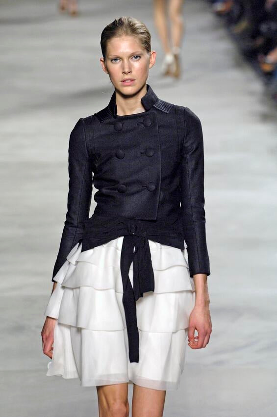 Chloe 2006 Silk Ruffled Dress with Floral Ornamentation