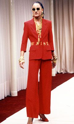 Moschino Couture 1991 "Waist of Money" Red Suit