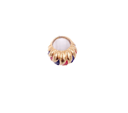 Vintage Jomaz Red/Navy Enamel Gold Adjustable Dome Ring