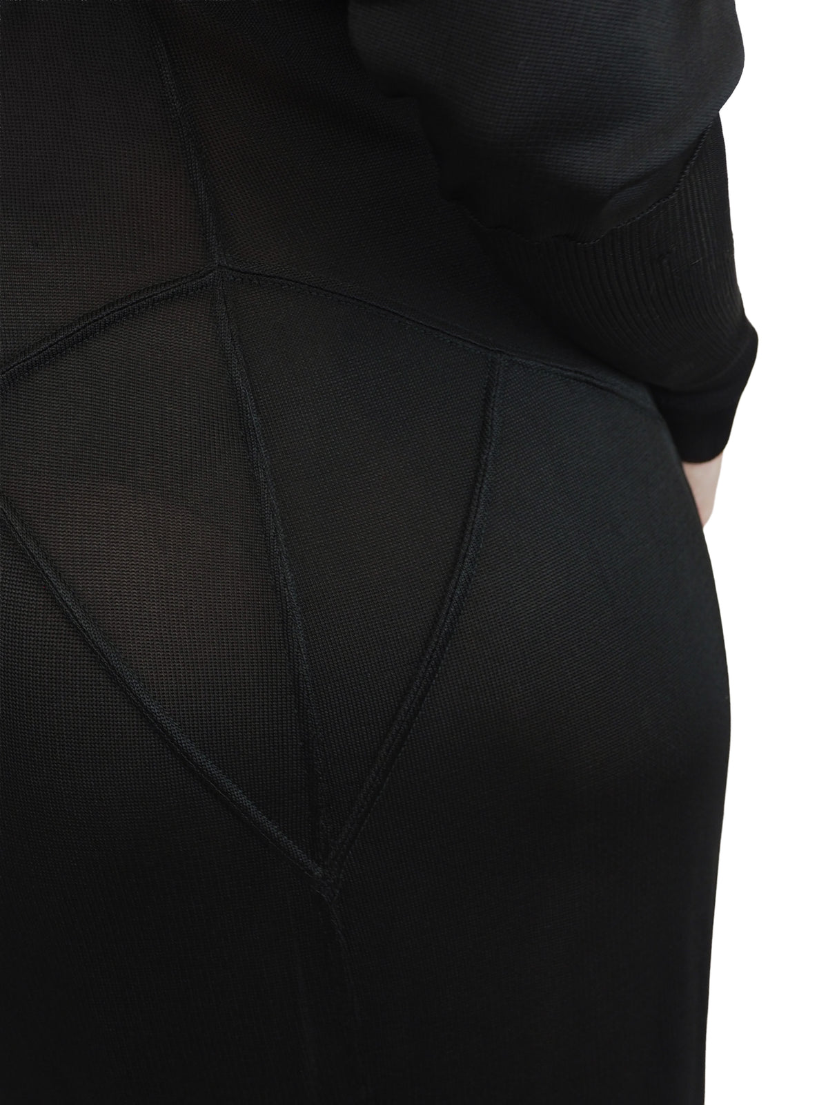 A vintage 1990s alaia black long-sleeve bodycon knit dress with a boat neckline open back detail