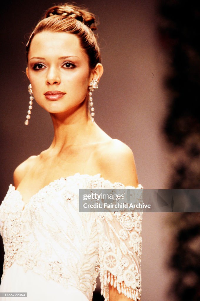 Vintage Bob Mackie S/S 1997 White Gown with White Beaded Bodice