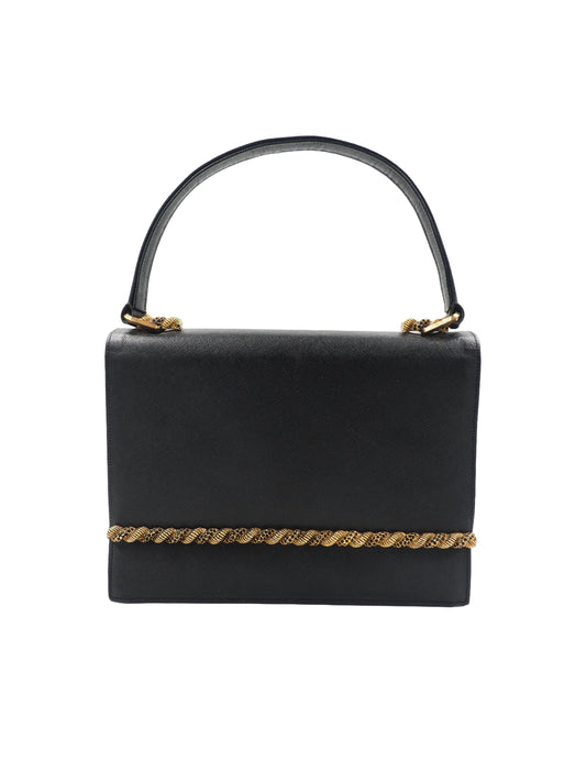 Black 1950's Handbag with Gold Trim