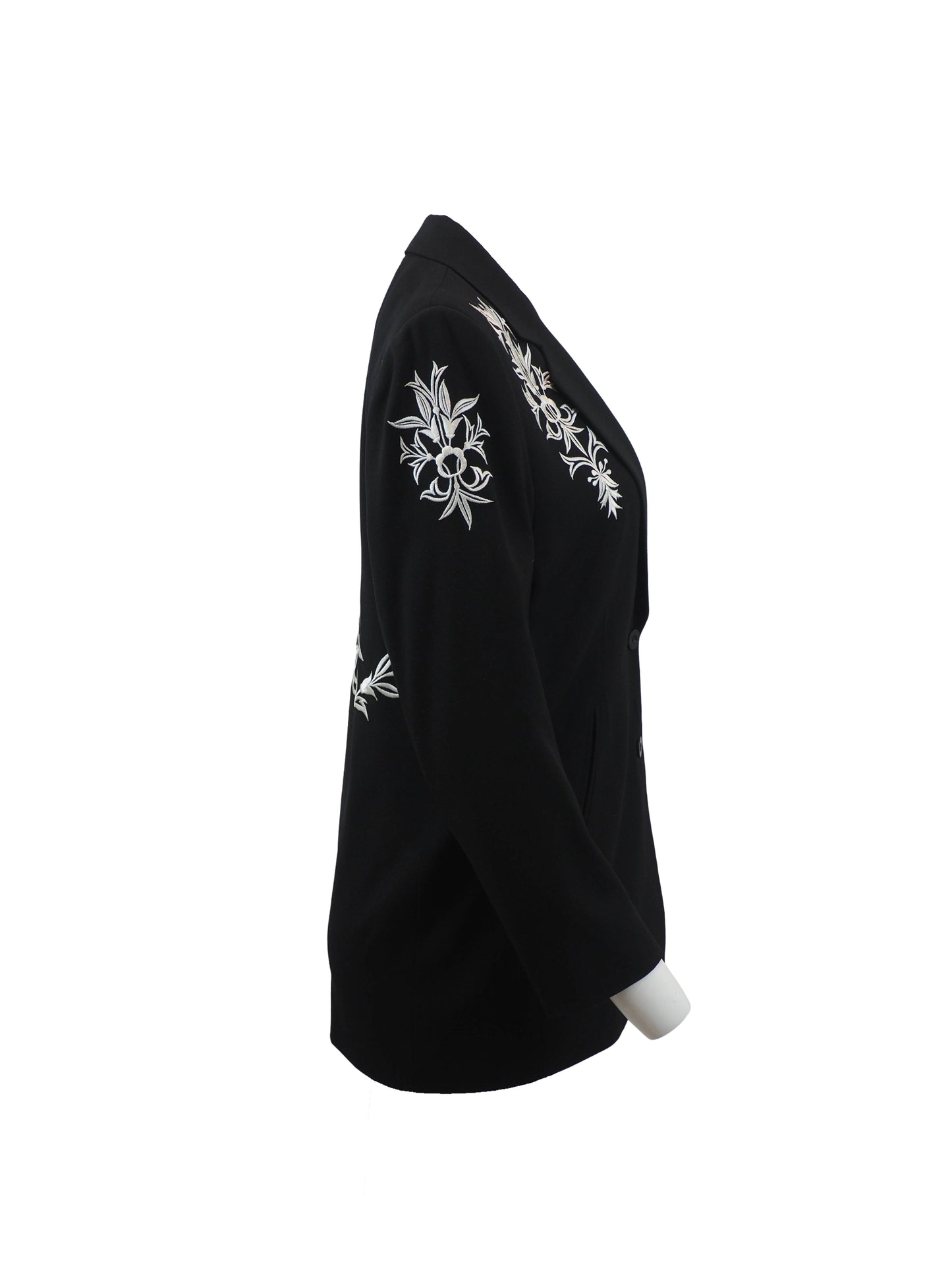 Black Blazer With Shoulder Embroidery