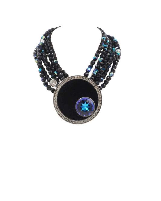 Black Multi Beaded Choker Necklace