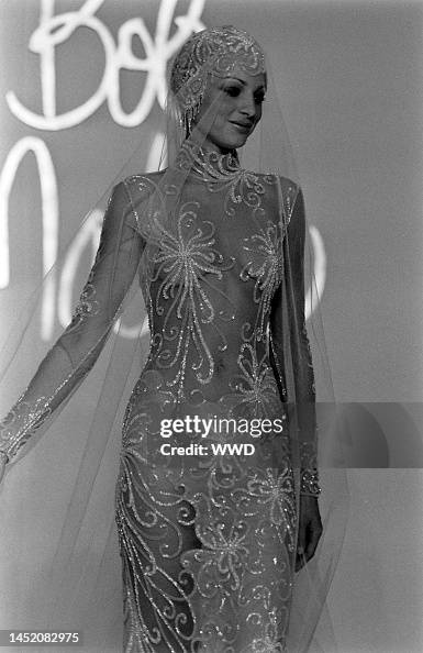 Bob Mackie Spring 1998 White Beaded Mesh Gown