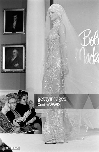 Bob Mackie Spring 1998 White Beaded Mesh Gown