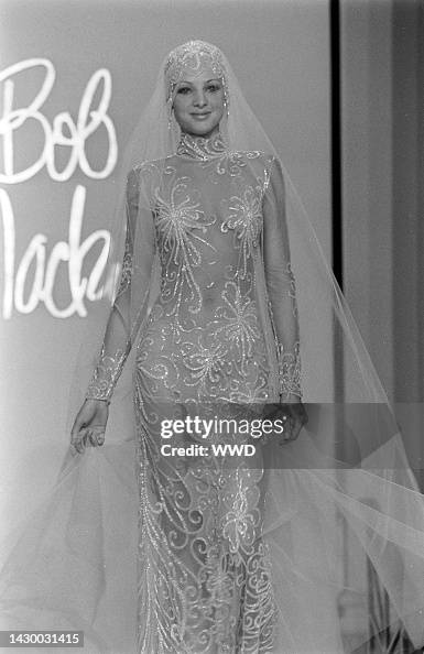 Bob Mackie Spring 1998 White Beaded Mesh Gown