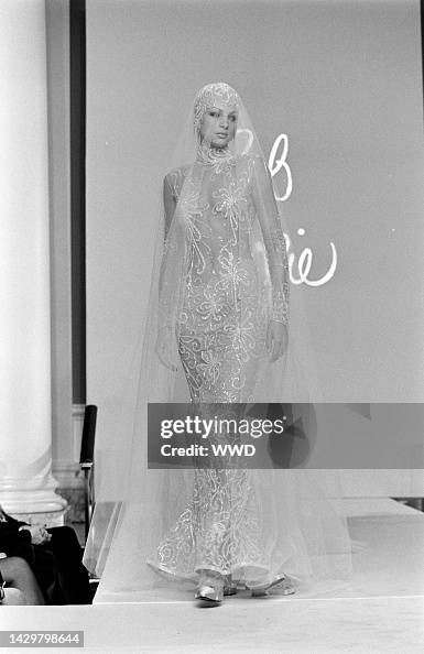 Bob Mackie Spring 1998 White Beaded Mesh Gown