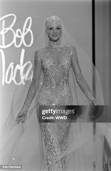 Bob Mackie Spring 1998 White Beaded Mesh Gown