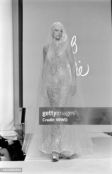 Bob Mackie Spring 1998 White Beaded Mesh Gown