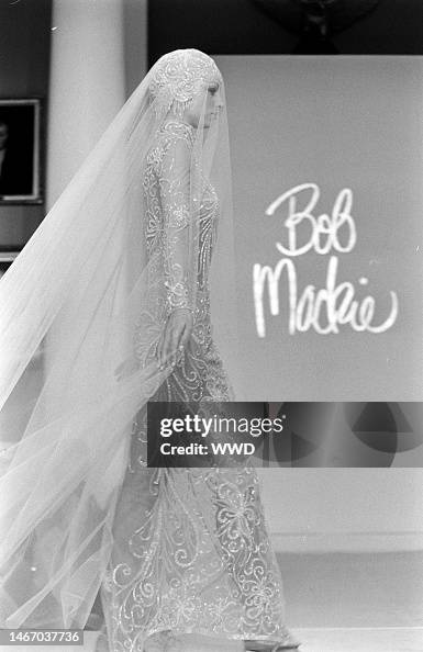 Bob Mackie Spring 1998 White Beaded Mesh Gown