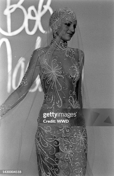 Bob Mackie Spring 1998 White Beaded Mesh Gown