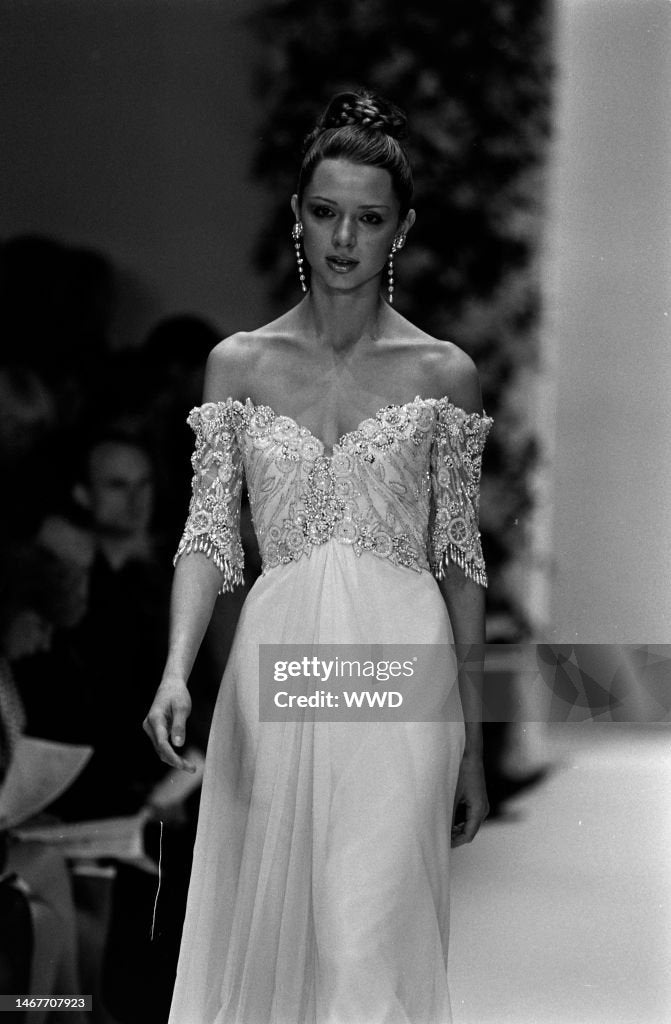 Vintage Bob Mackie S/S 1997 White Gown with White Beaded Bodice