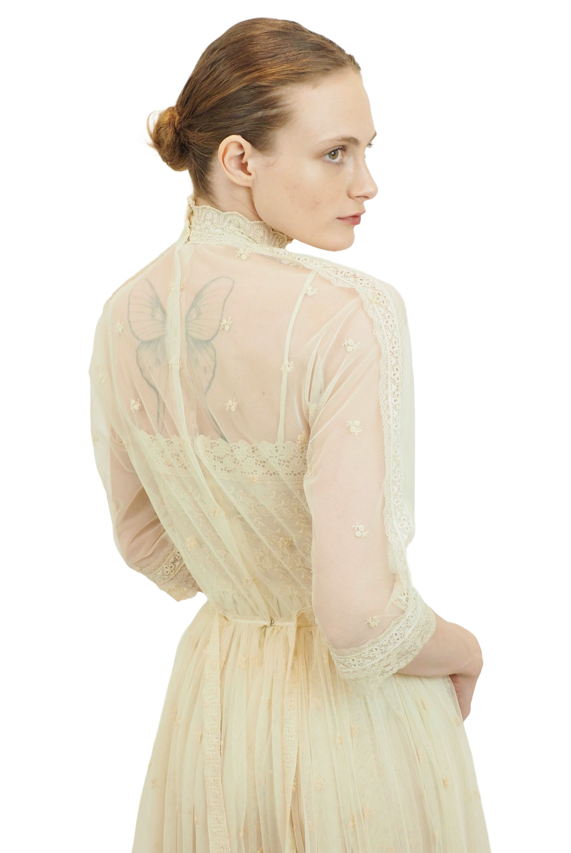 Bohemian Lace Mesh 1970's Gown