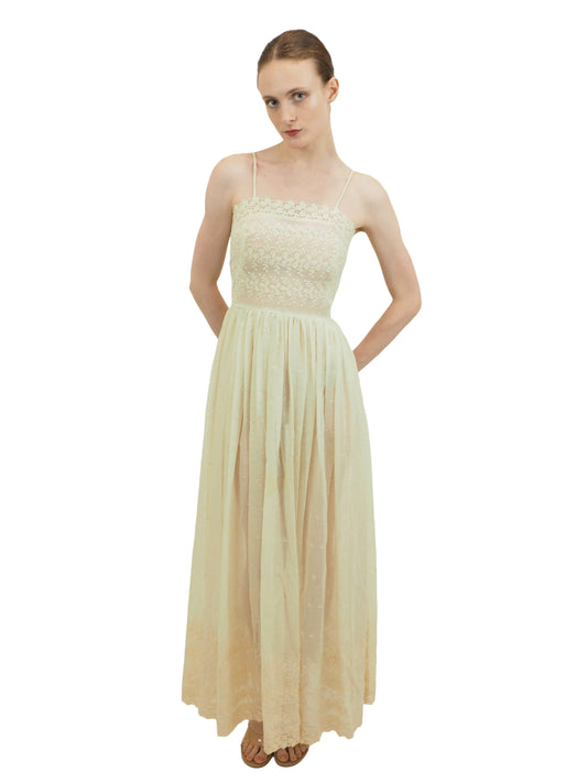 Bohemian Mesh 1970's Ivory Gown