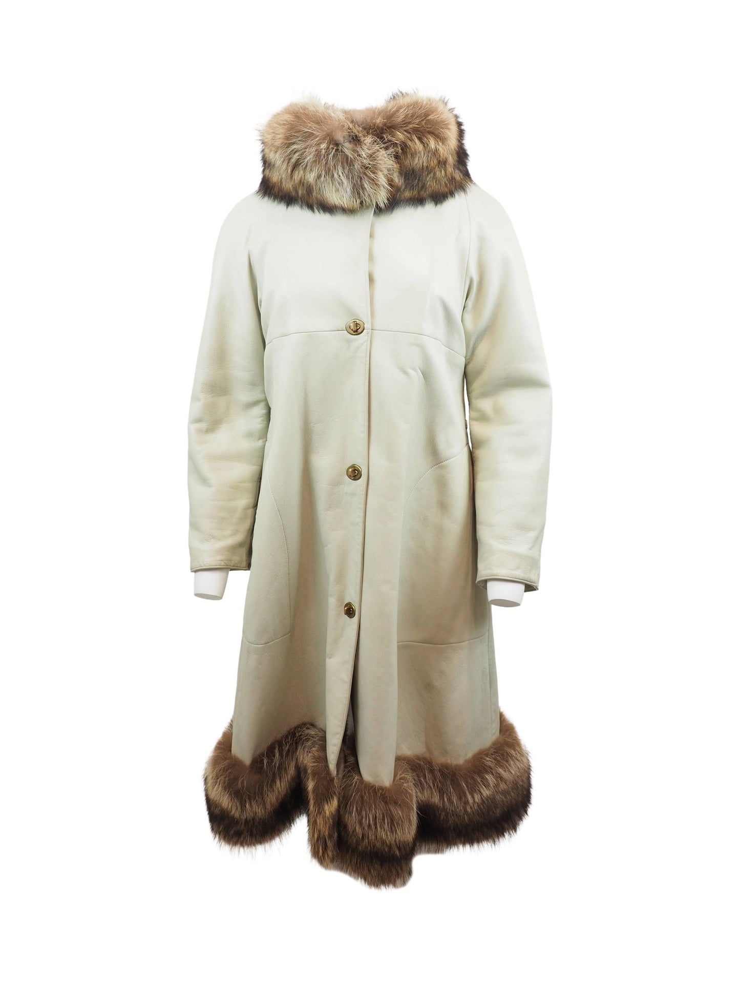 Bonnie Cashin Leather W/Fox Fur Trim Coat