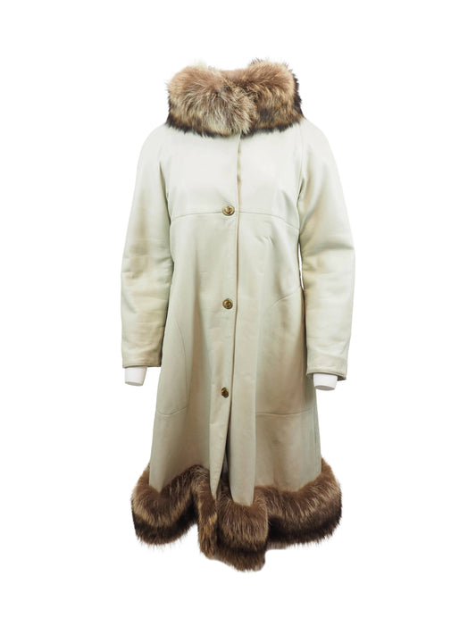 Bonnie Cashin Leather W/Fox Fur Trim Coat