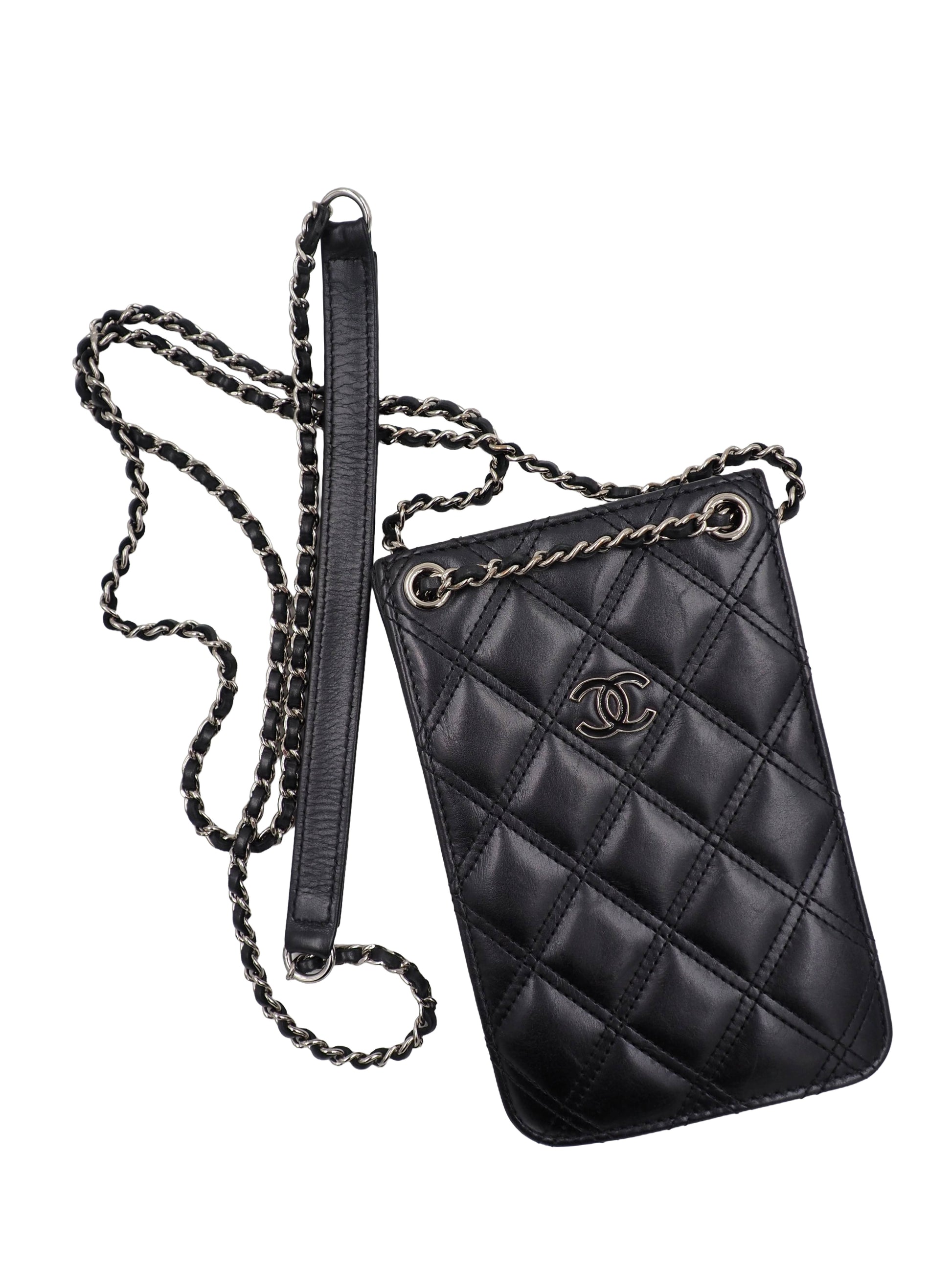 Chanel Black Quilted Phone Case
