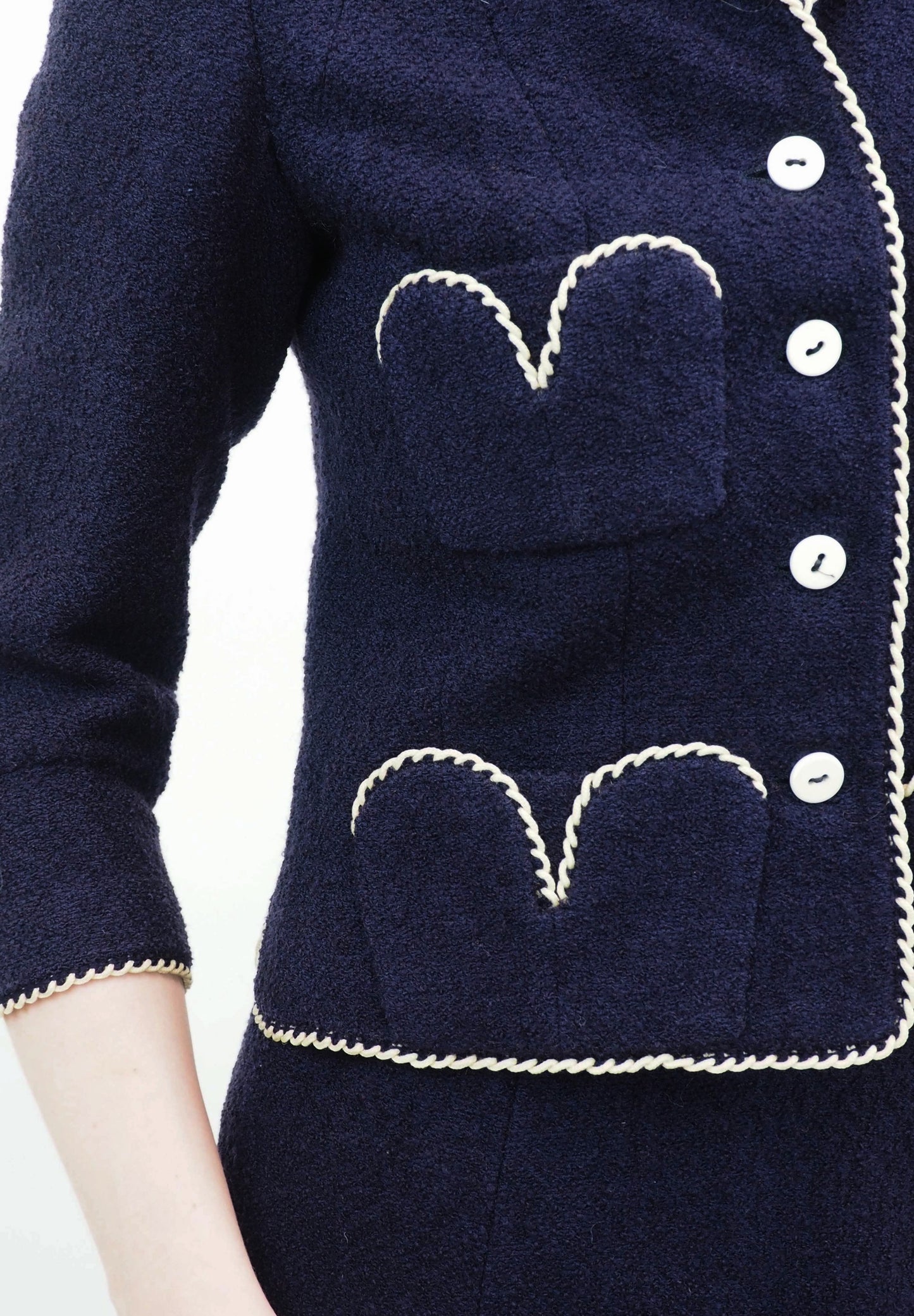 Chanel Couture Navy with White Trim Suit